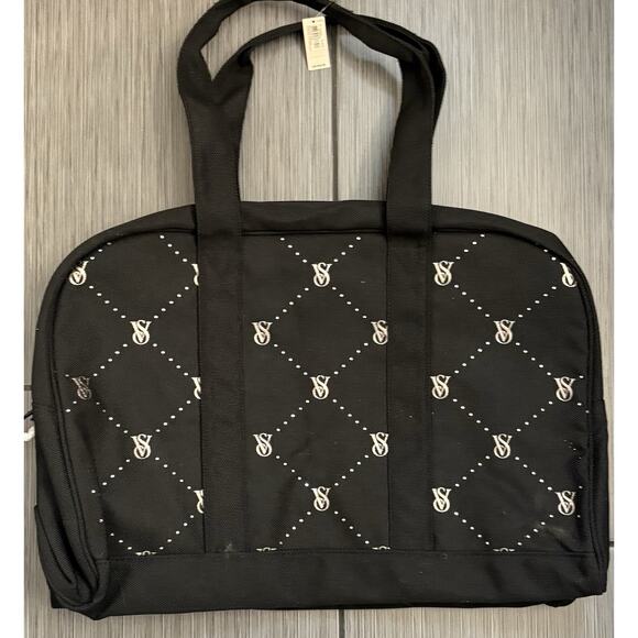 Victoria's Secret Weekender Large Black Tote Zip Duffle Bag VS Logo NWT - Picture 1 of 6